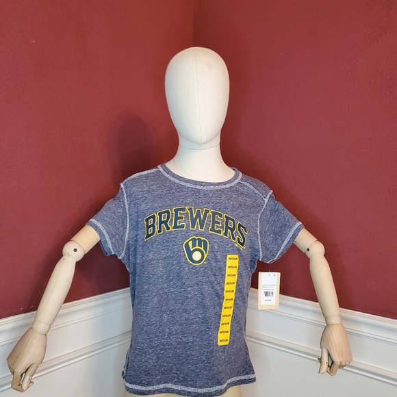 Majestic Tops - Milwaukee Brewers Fashion Women's Top | Color: Gray | Size: M - XL | RRR Apparel